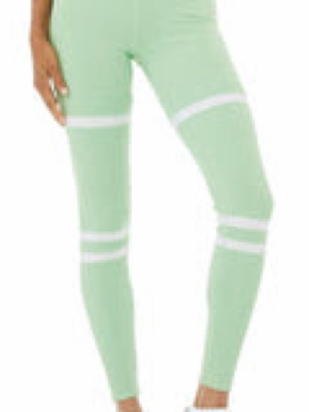 ALO Yoga Mint Green Leggings with White Stripes